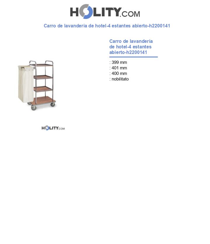 Carro de lavandería de hotel-4 estantes abierto-h2200141