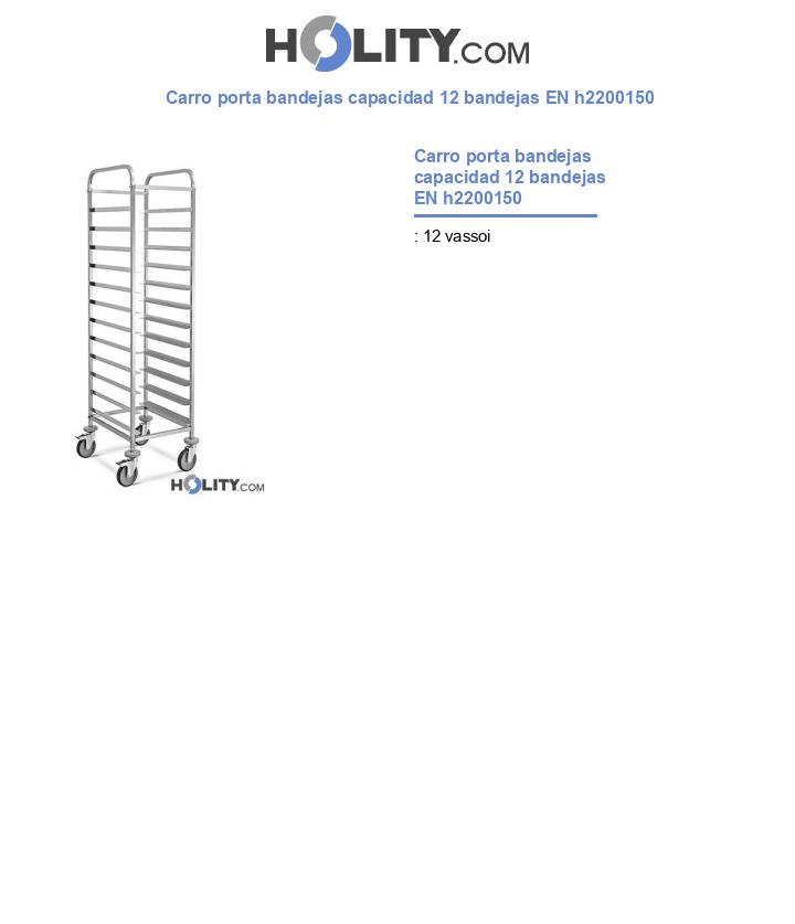 Carro porta bandejas capacidad 12 bandejas EN h2200150