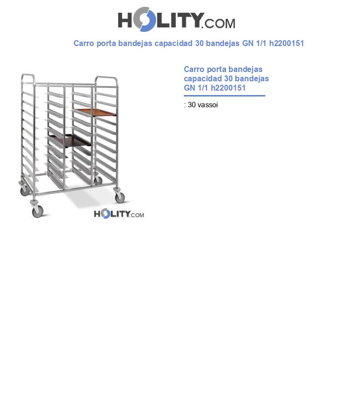 Carro porta bandejas capacidad 30 bandejas GN 1/1 h2200151