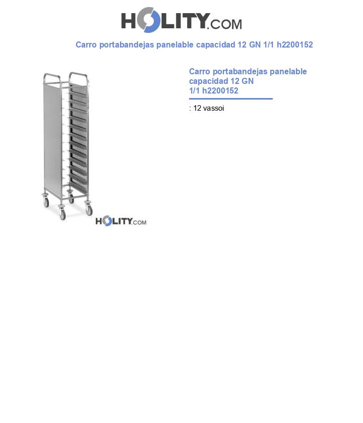 Carro portabandejas panelable capacidad 12 GN 1/1 h2200152