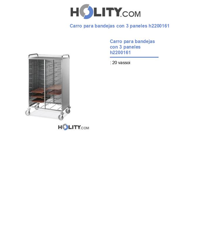 Carro para bandejas con 3 paneles h2200161
