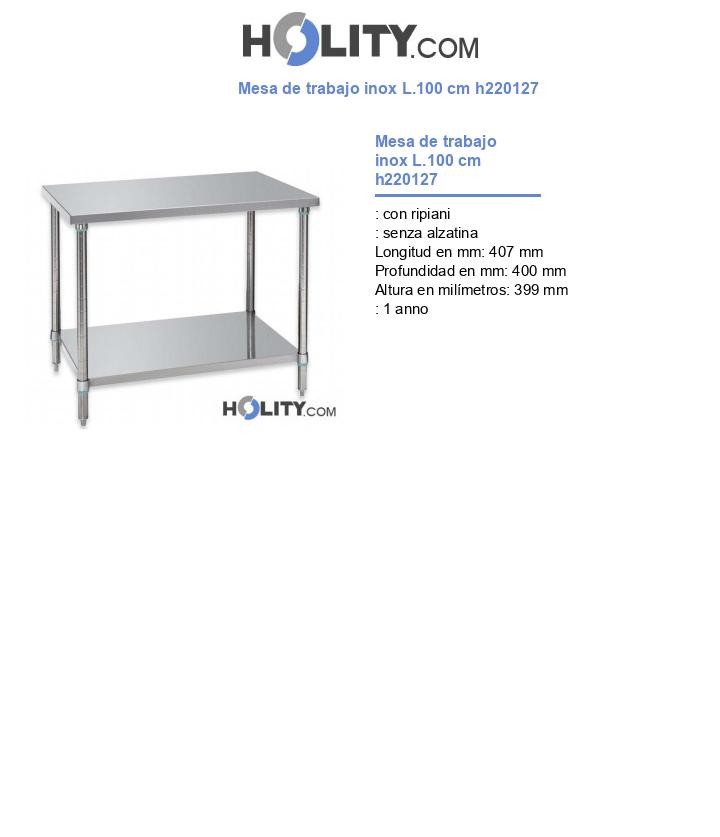 Mesa de trabajo inox L.100 cm h220127