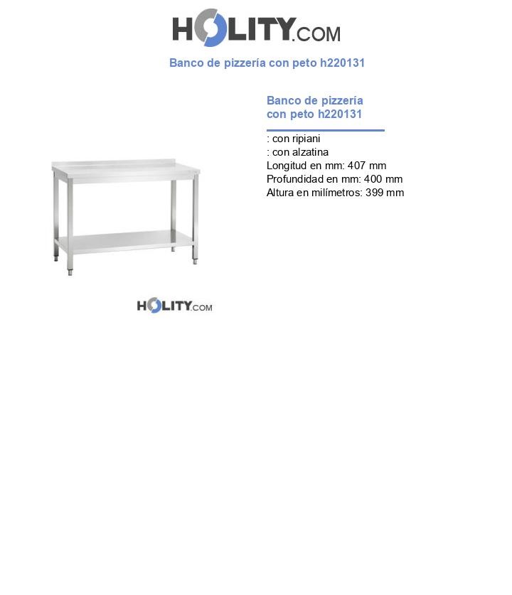 Banco de pizzería con peto h220131