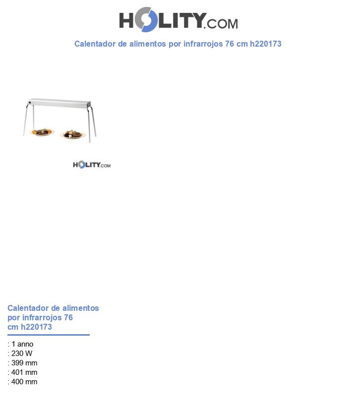 Calentador de alimentos por infrarrojos 76 cm h220173