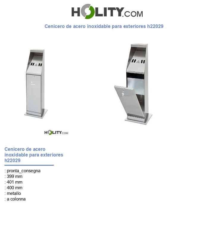 Cenicero de acero inoxidable para exteriores h22029