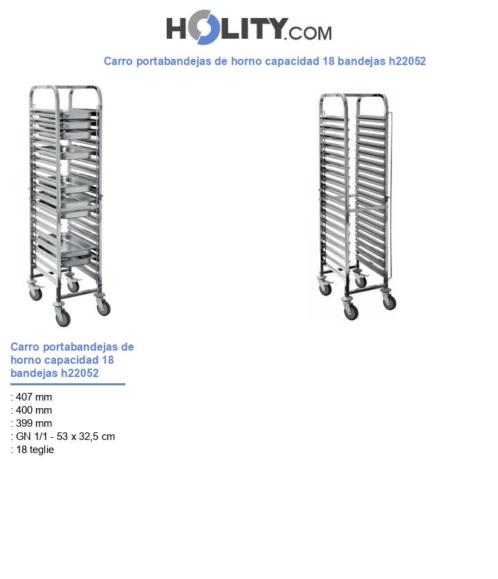 Carro portabandejas de horno capacidad 18 bandejas h22052