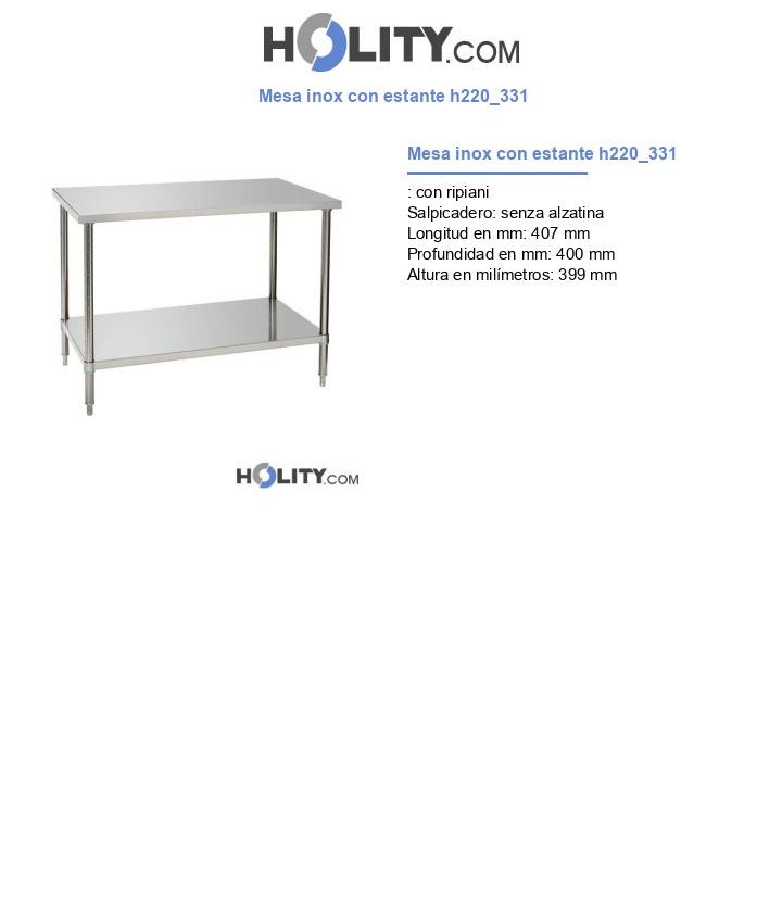 Mesa inox con estante h220_331
