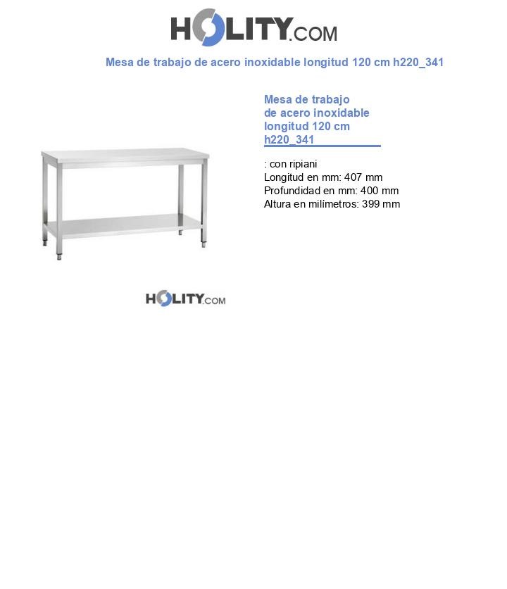 Mesa de trabajo de acero inoxidable longitud 120 cm h220_341