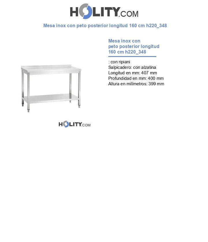 Mesa inox con peto posterior longitud 160 cm h220_348