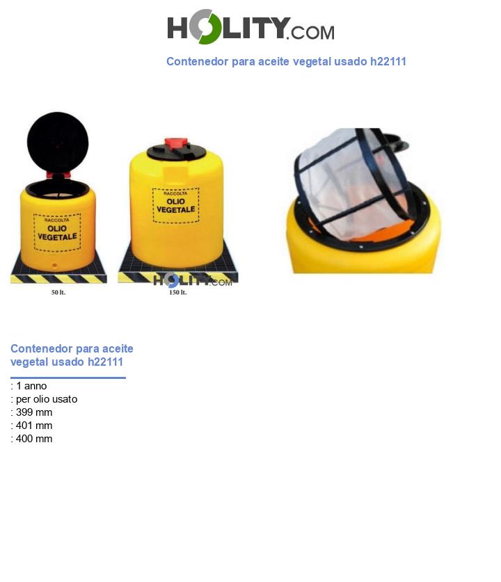 Contenedor para aceite vegetal usado h22111