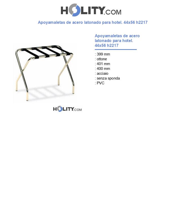 Apoyamaletas de acero latonado para hotel. 44x56 h2217