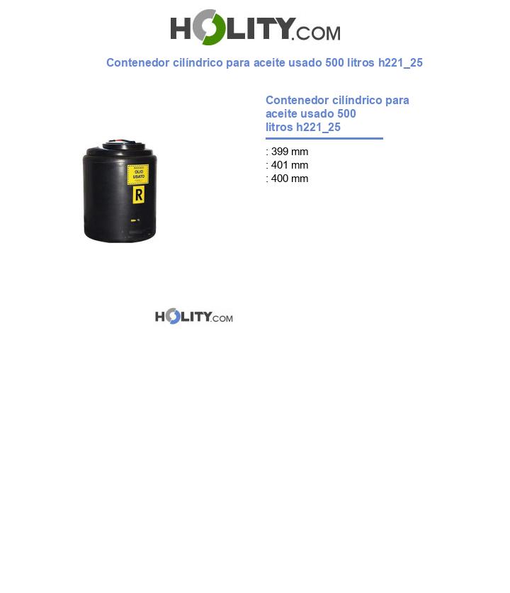 Contenedor cilíndrico para aceite usado 500 litros h221_25