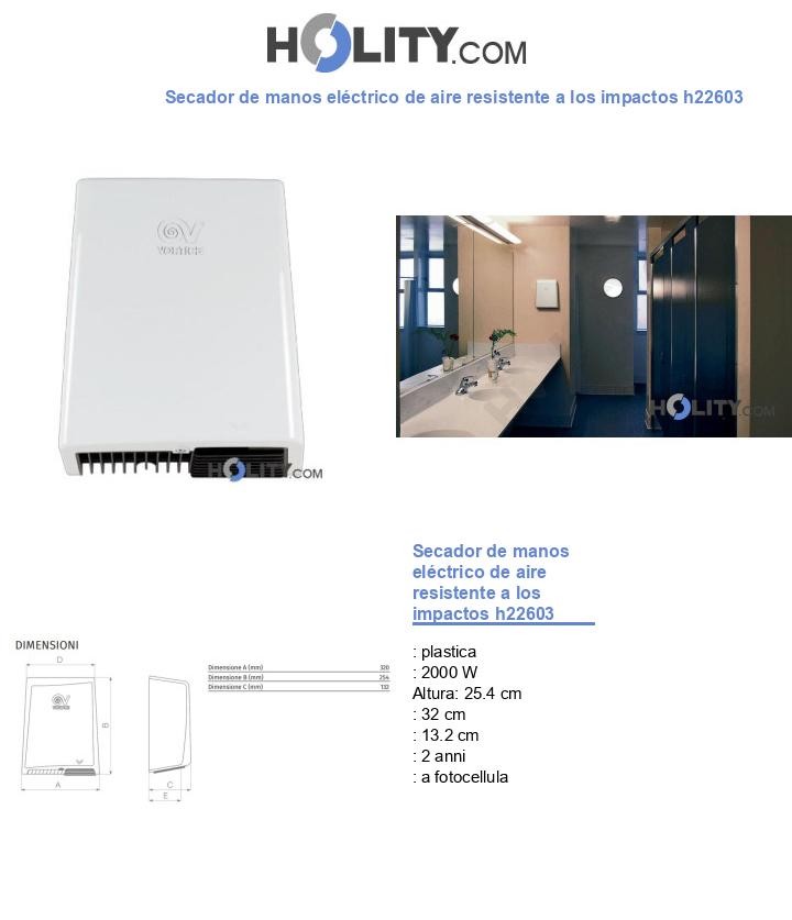 Secador de manos eléctrico de aire resistente a los impactos h22603