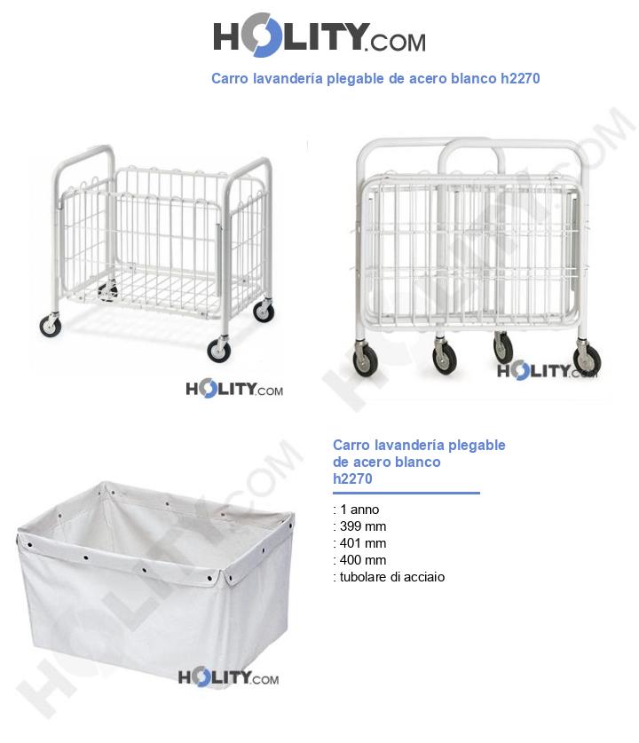 Carro lavandería plegable de acero blanco h2270