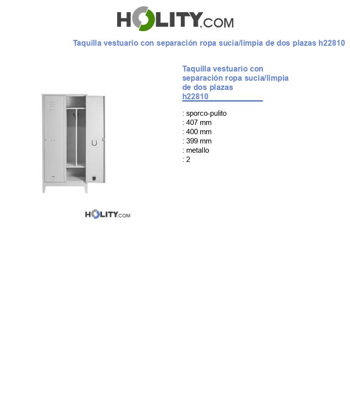 Taquilla vestuario con separación ropa sucia/limpia de dos plazas h22810