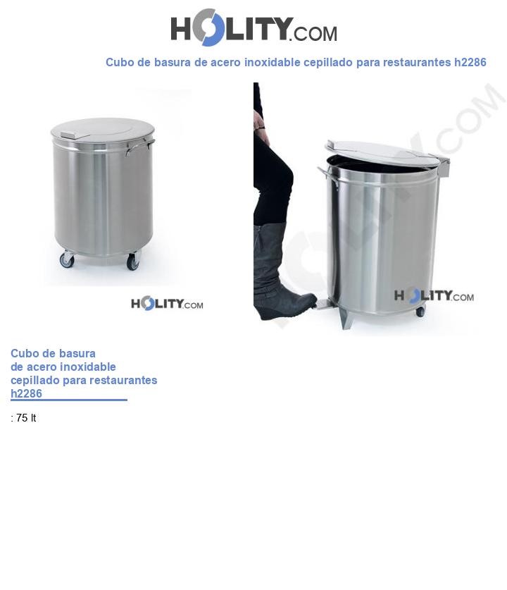 Cubo de basura de acero inoxidable cepillado para restaurantes h2286