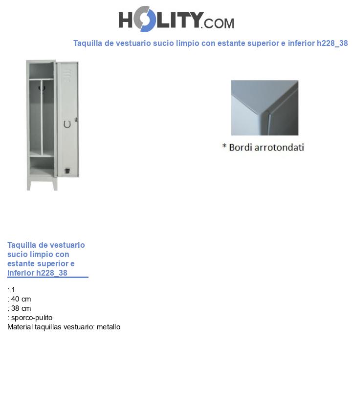Taquilla de vestuario sucio limpio con estante superior e inferior h228_38