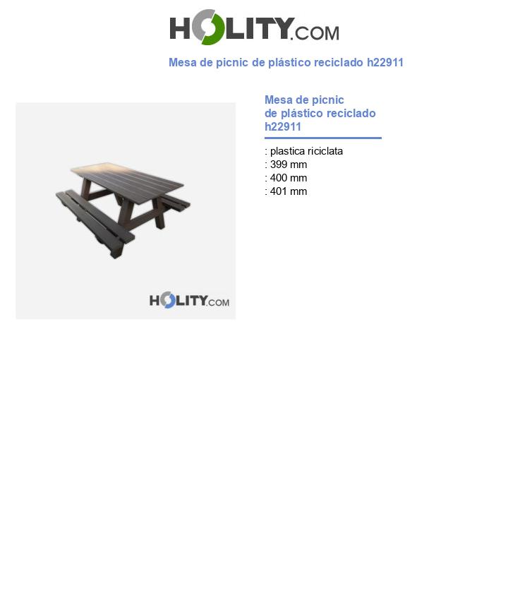 Mesa de picnic de plástico reciclado h22911