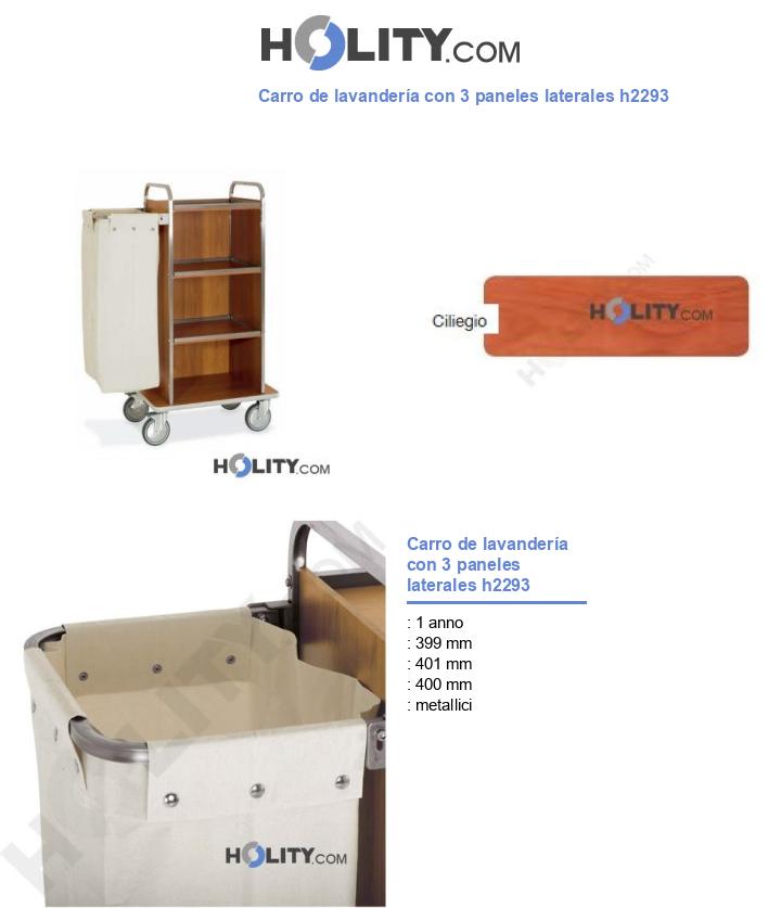 Carro de lavandería con 3 paneles laterales h2293