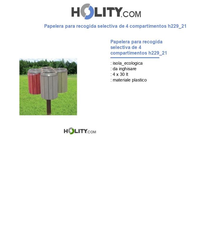 Papelera para recogida selectiva de 4 compartimentos h229_21
