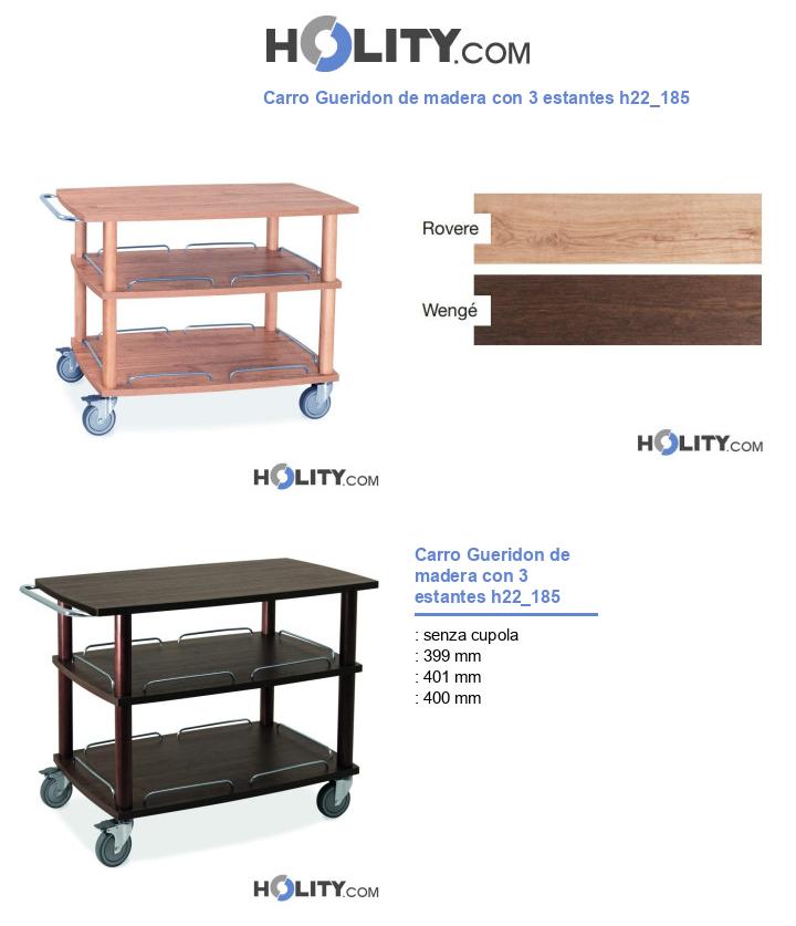 Carro Gueridon de madera con 3 estantes h22_185