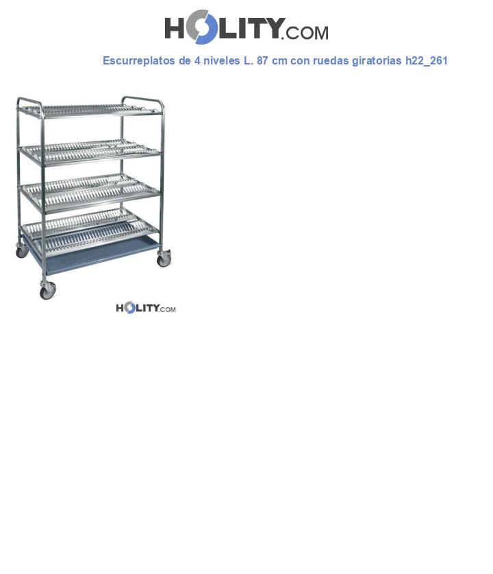 Escurreplatos de 4 niveles L. 87 cm con ruedas giratorias h22_261