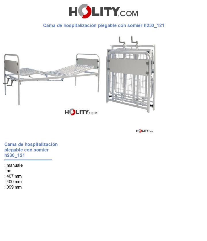 Cama de hospitalización plegable con somier h230_121