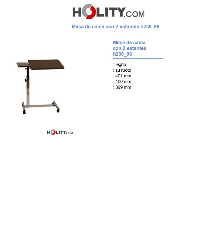 Mesa de cama con 2 estantes h230_98
