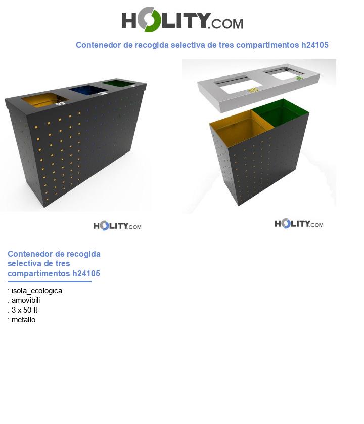 Contenedor de recogida selectiva de tres compartimentos h24105