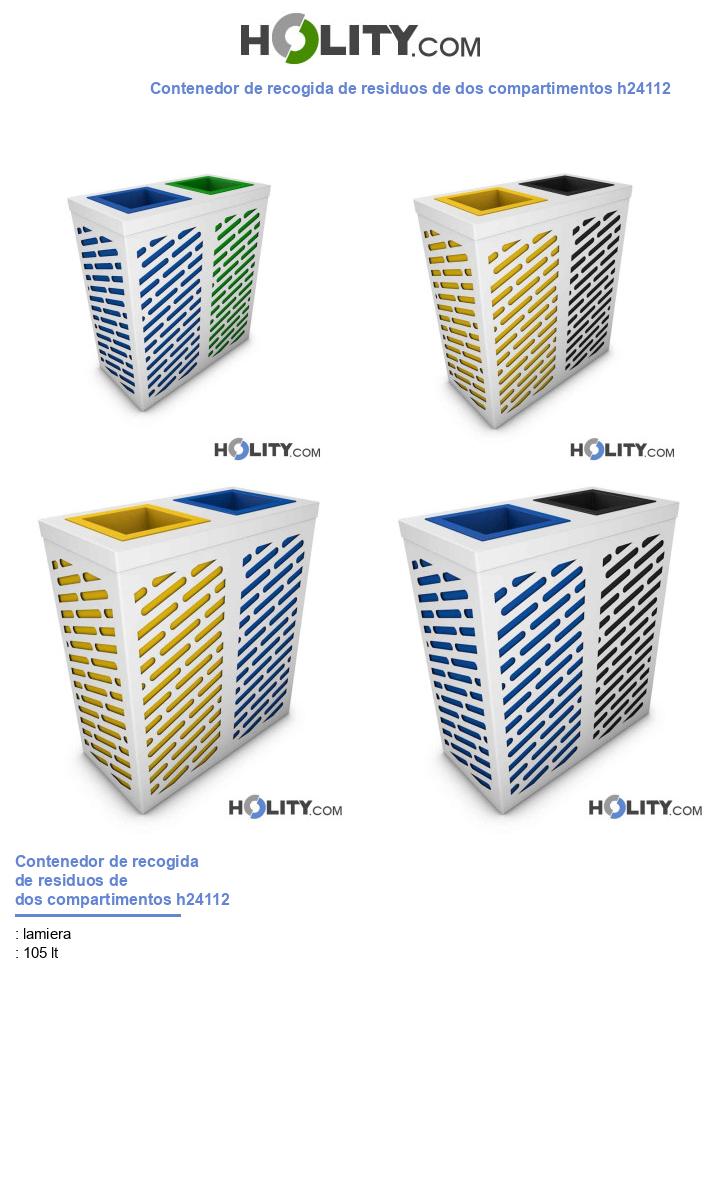 Contenedor de recogida de residuos de dos compartimentos h24112
