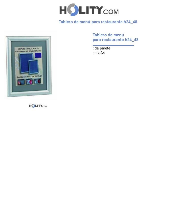 Tablero de menú para restaurante h24_48
