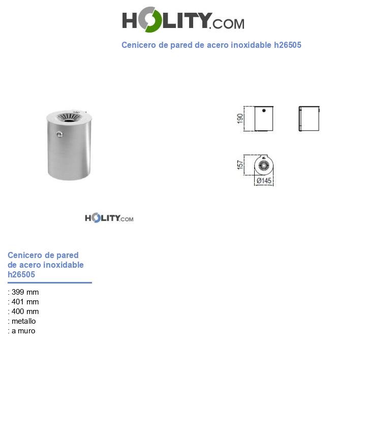 Cenicero de pared de acero inoxidable h26505