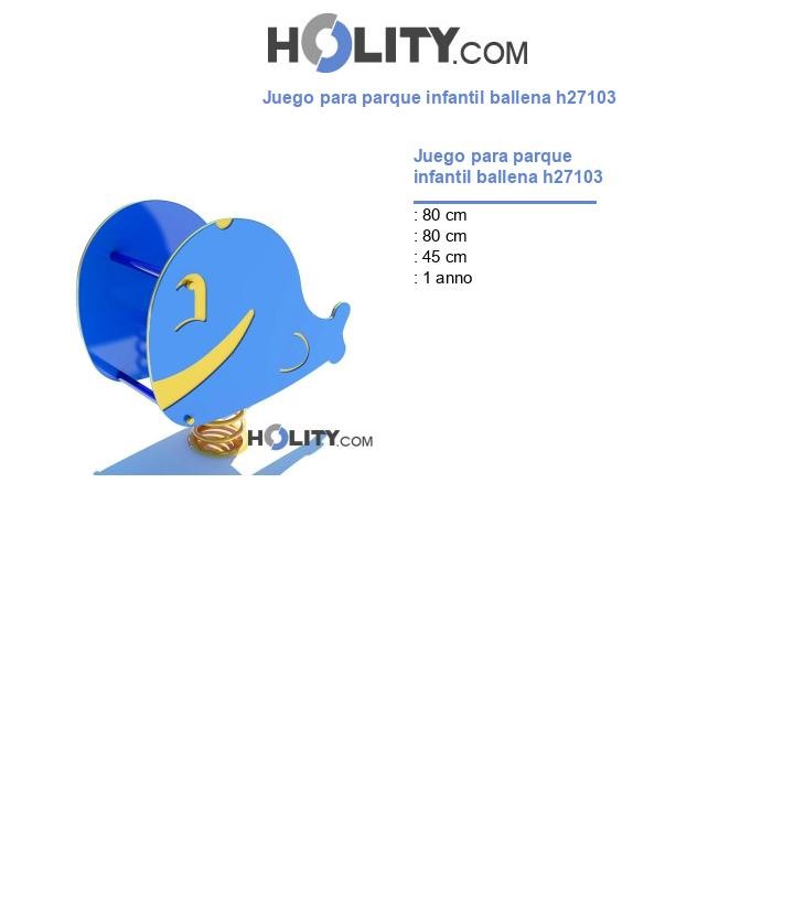 Juego para parque infantil ballena h27103