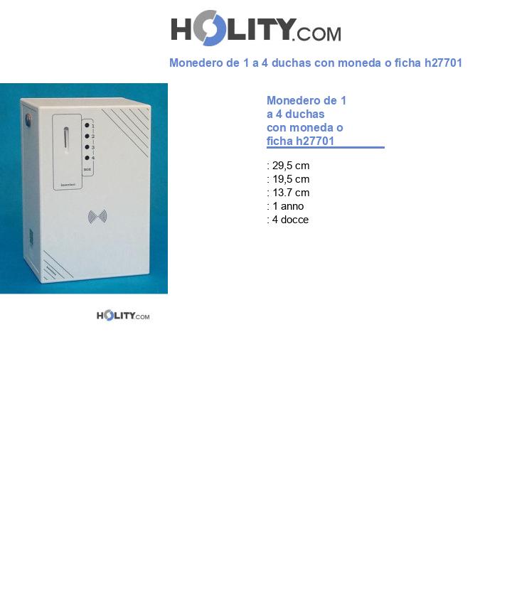 Monedero de 1 a 4 duchas con moneda o ficha h27701