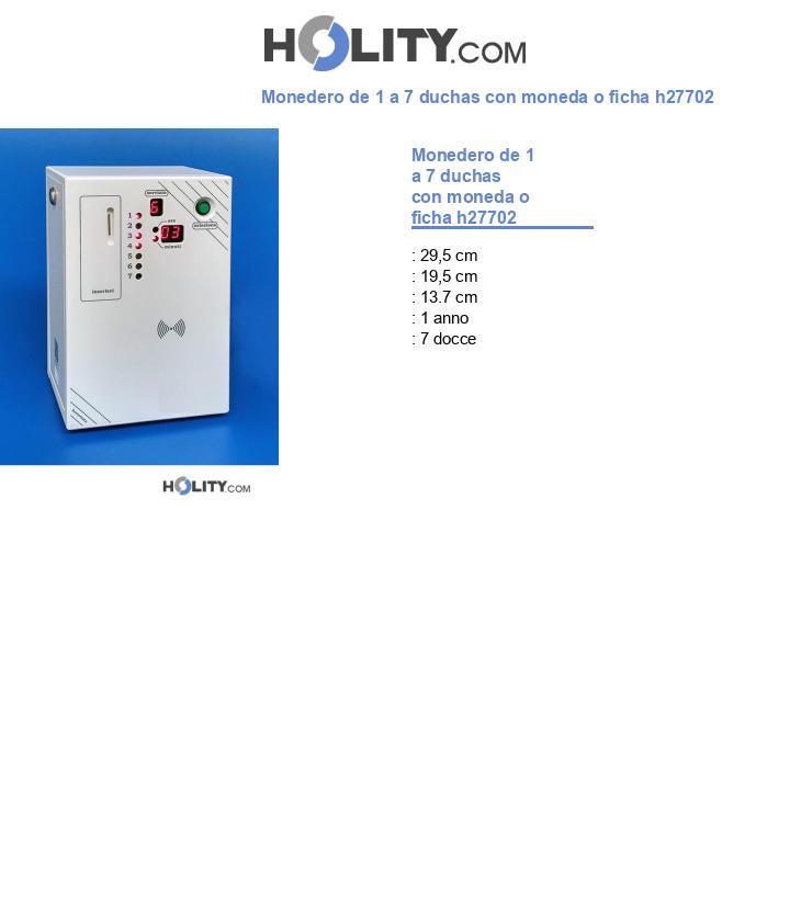 Monedero de 1 a 7 duchas con moneda o ficha h27702