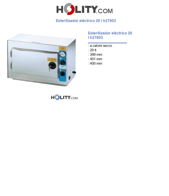 Esterilizador eléctrico 20 l h27803