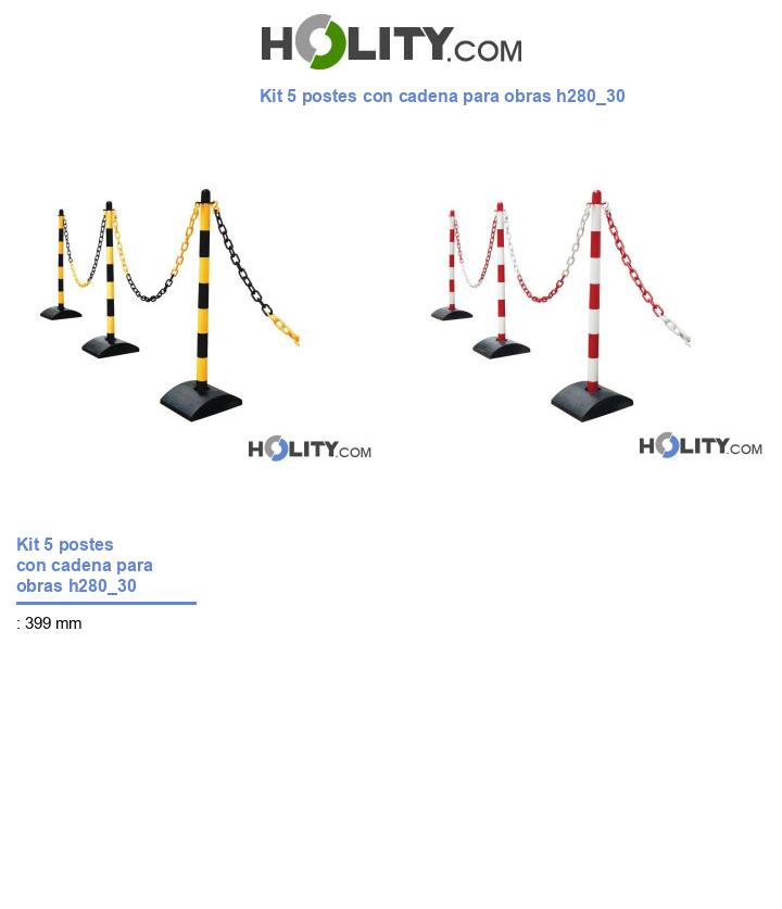Kit 5 postes con cadena para obras h280_30