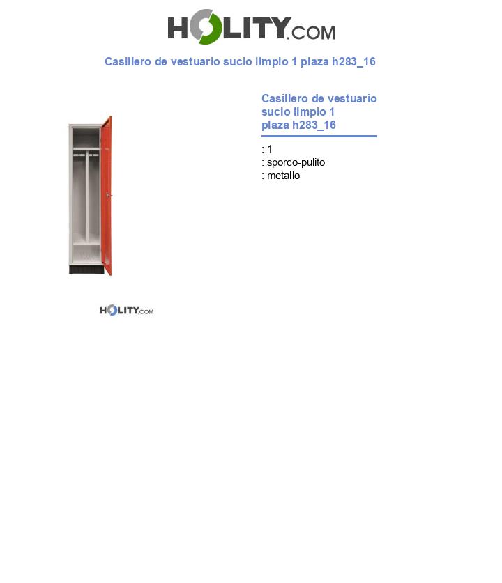 Casillero de vestuario sucio limpio 1 plaza h283_16