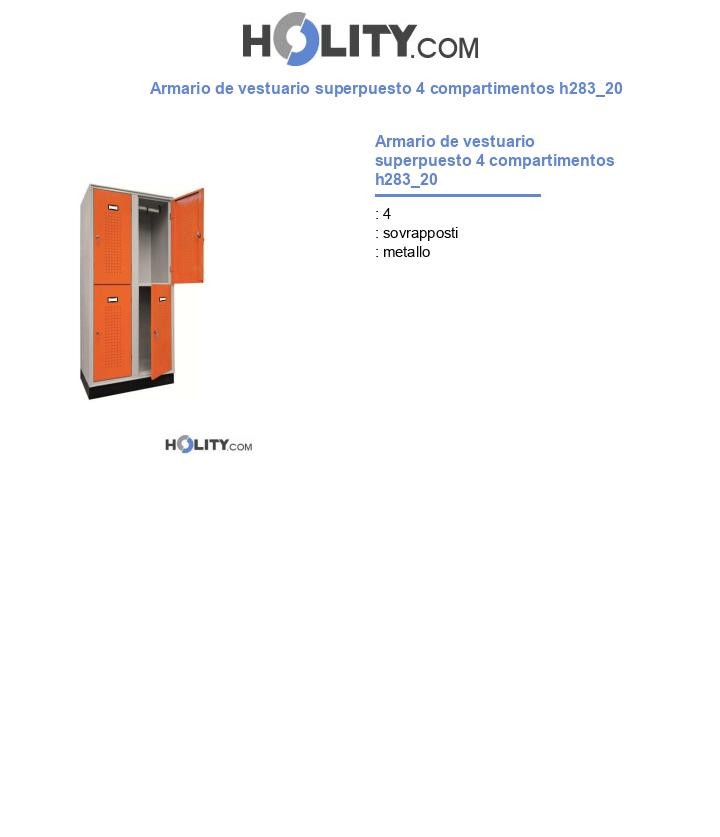 Armario de vestuario superpuesto 4 compartimentos h283_20