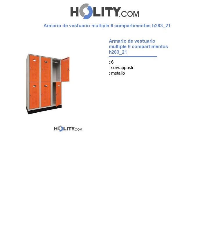 Armario de vestuario múltiple 6 compartimentos h283_21
