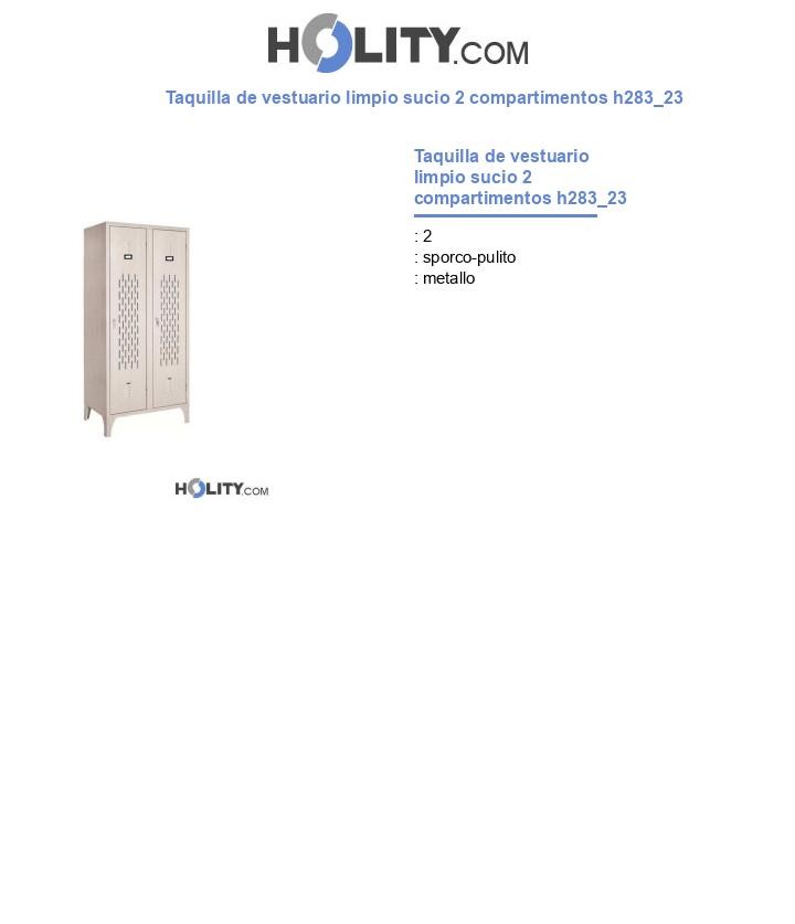 Taquilla de vestuario limpio sucio 2 compartimentos h283_23