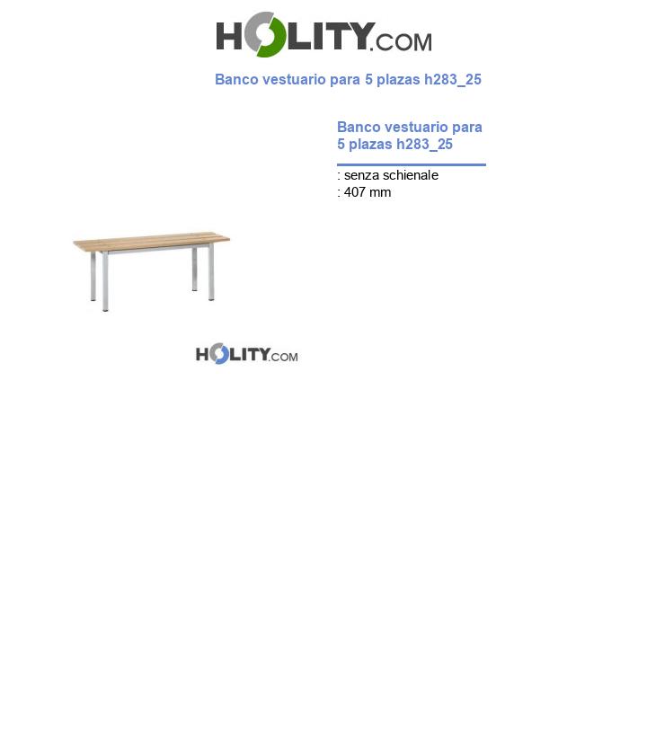 Banco vestuario para 5 plazas h283_25