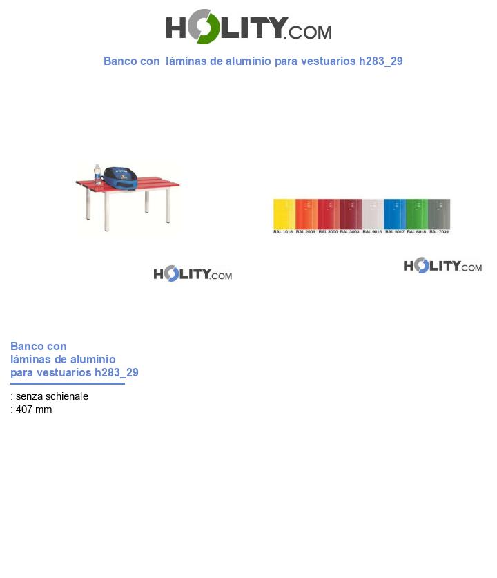 Banco con  láminas de aluminio para vestuarios h283_29