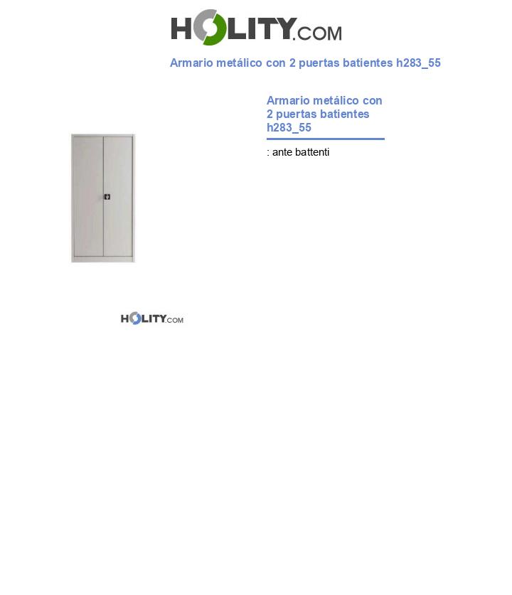Armario metálico con 2 puertas batientes h283_55