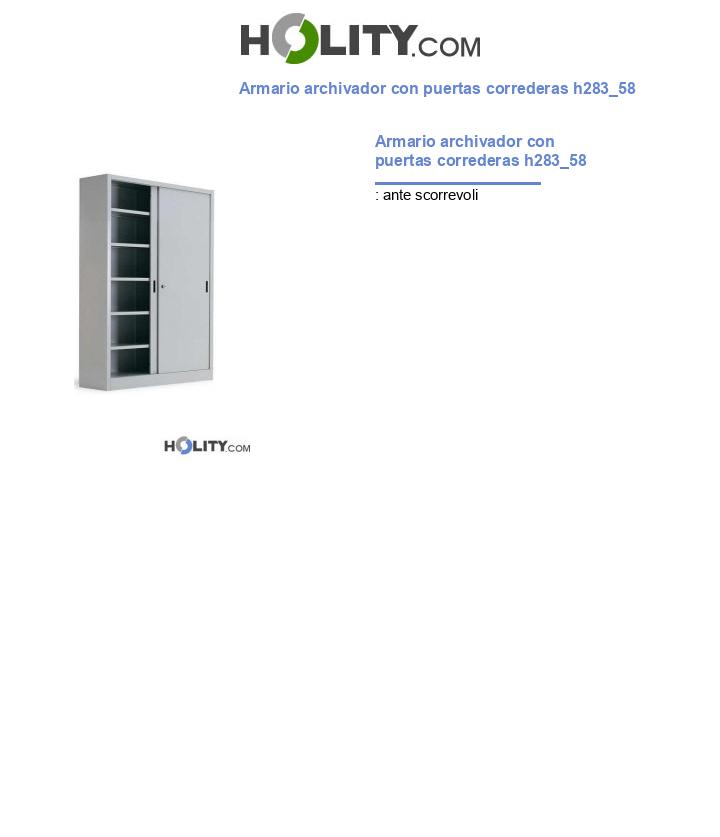 Armario archivador con puertas correderas h283_58