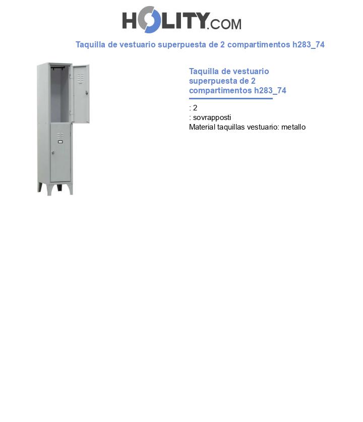 Taquilla de vestuario superpuesta de 2 compartimentos h283_74