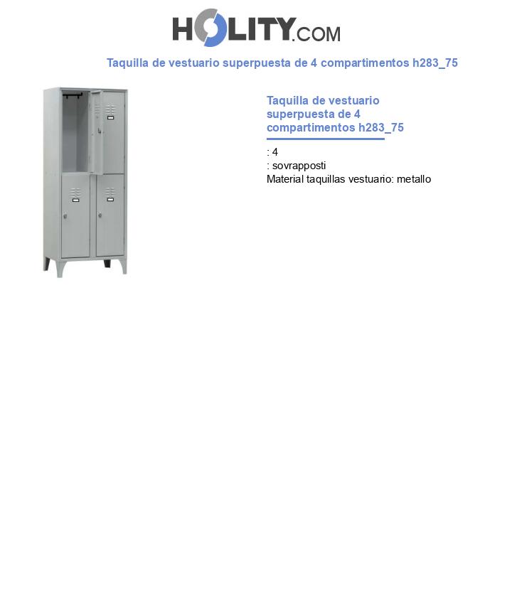 Taquilla de vestuario superpuesta de 4 compartimentos h283_75
