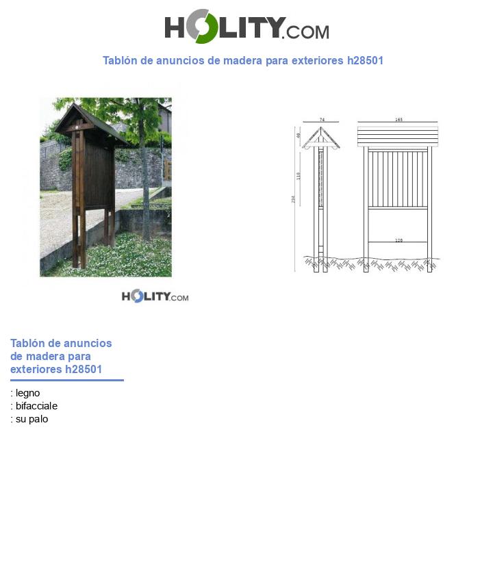 Tablón de anuncios de madera para exteriores h28501