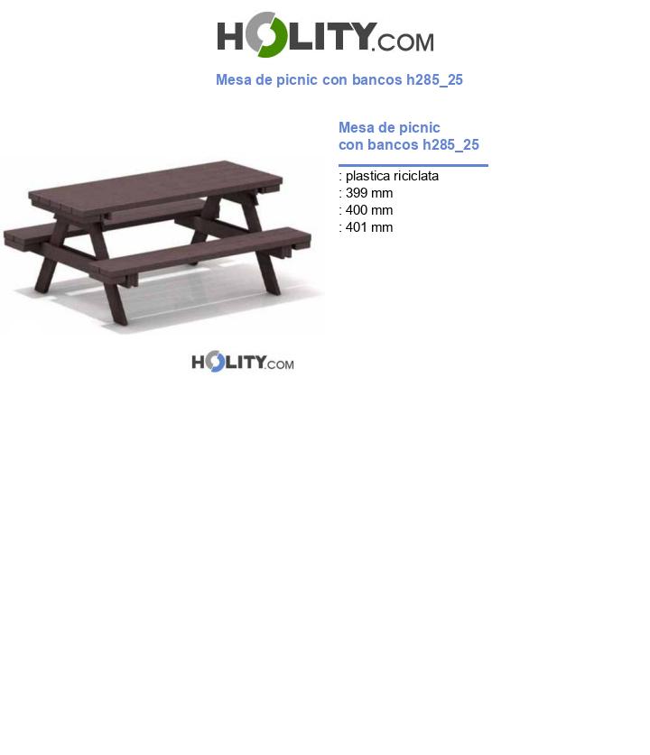 Mesa de picnic con bancos h285_25