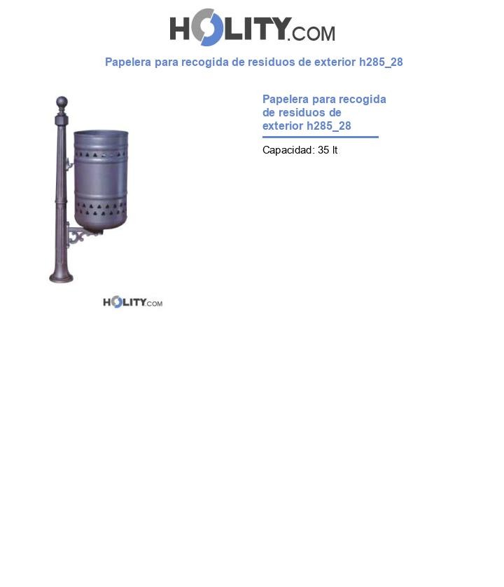 Papelera para recogida de residuos de exterior h285_28